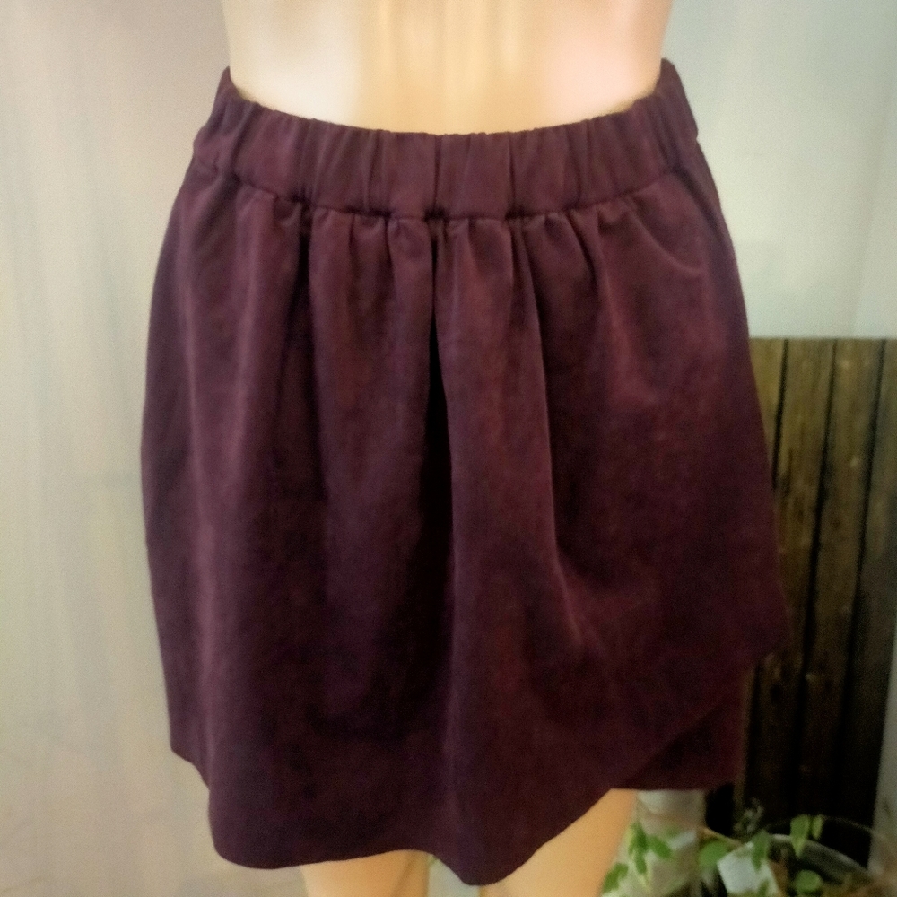 Aritzia Wilfred Free Nescher burgundy Faux Suede Leather Wrap Mini Skirt